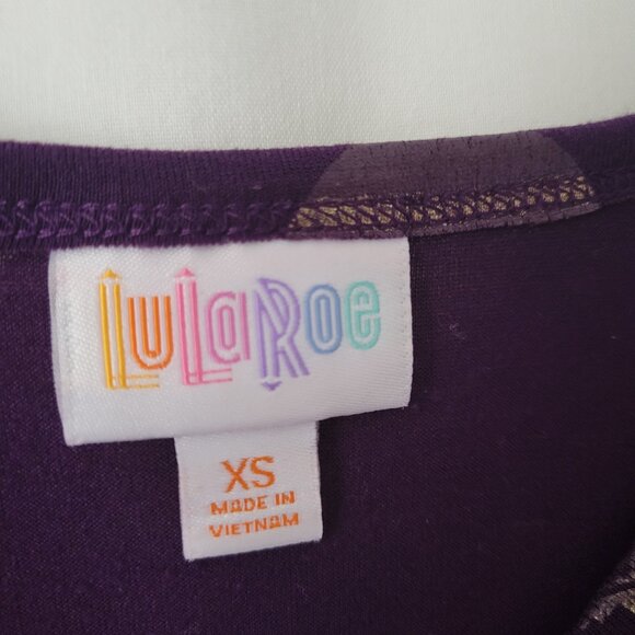 LuLaRoe Dress XS Purple w/Gold Medallions stretchy Simply Comfortable Hi-Low hem - Picture 11 of 11